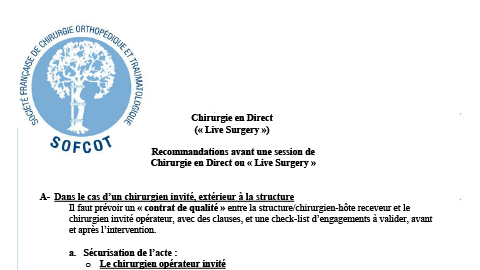Chirurgie en direct « Live Surgery »