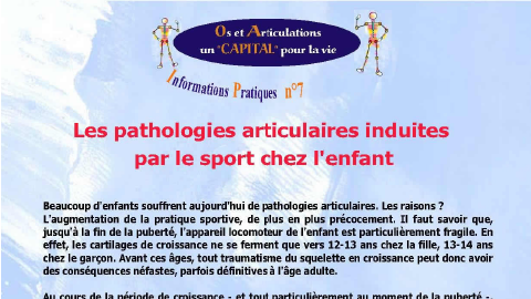 Les pathologies articulaires induites par le sport chez l'enfant