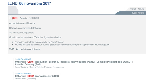 Programme congrès SOFCOT 2017