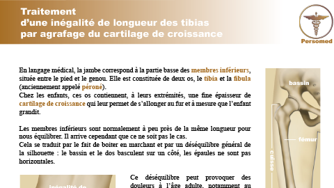 Enfant : Traitement d’une inégalité de longueur des tibias par agrafage du cartilage de croissance