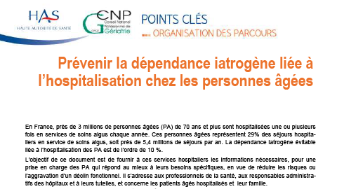 Prévenir la dépendance iatrogène liée à l’hospitalisation chez les personnes âgées