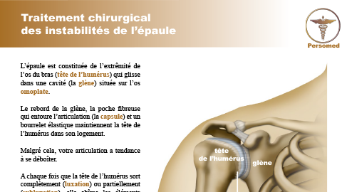 Traitement chirurgical des instabilités de l’épaule