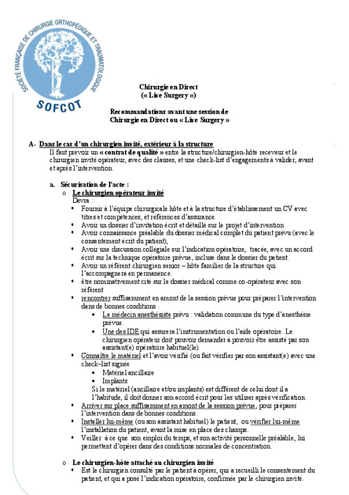 Chirurgie en direct « Live Surgery »
