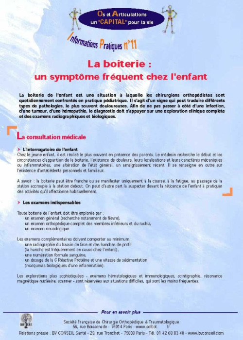 La boiterie : un symptôme fréquent chez l'enfant