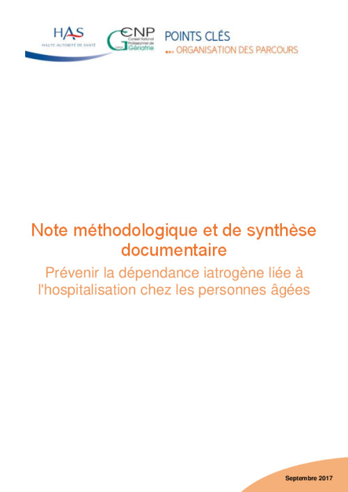 Note méthodologique relative au Point Clé sur la iatrogénie de l’hospitalisation des personnes âgées
