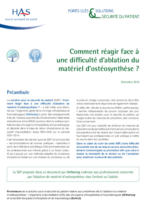 Comment réagir face à une difficulté d’ablation du matériel d’ostéosynthèse ?