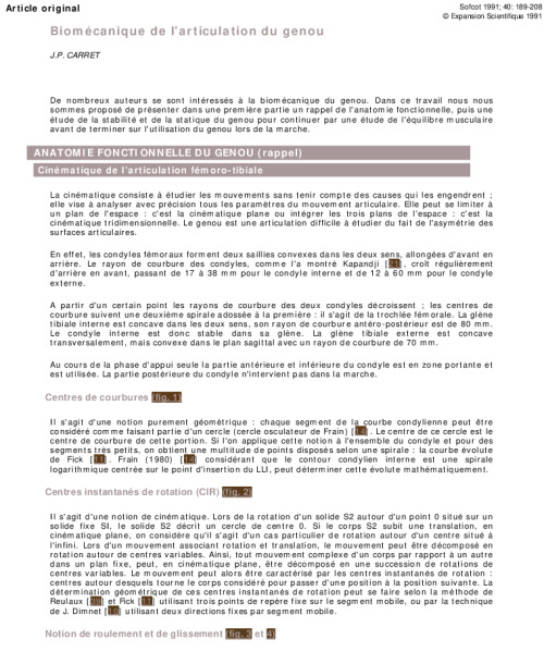 Biomécanique de l'articulation du genou