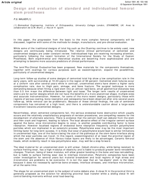 Design and evaluation of standard and individualised femoral stem prostheses