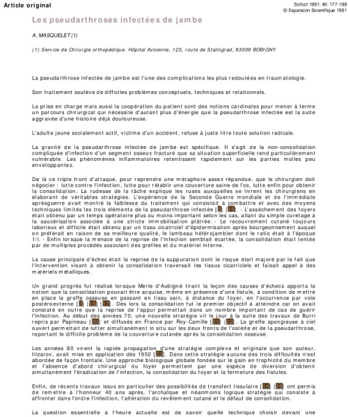 Les pseudarthroses infectées de jambe