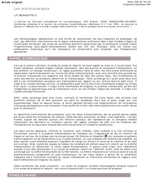 Les métatarsalgies