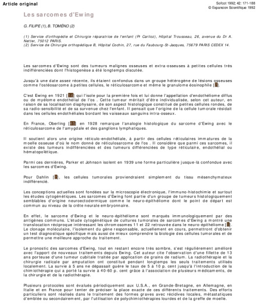 Les sarcomes d'Ewing
