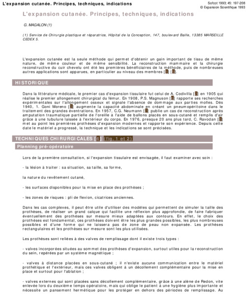 L'expansion cutanée. Principes, techniques, indications