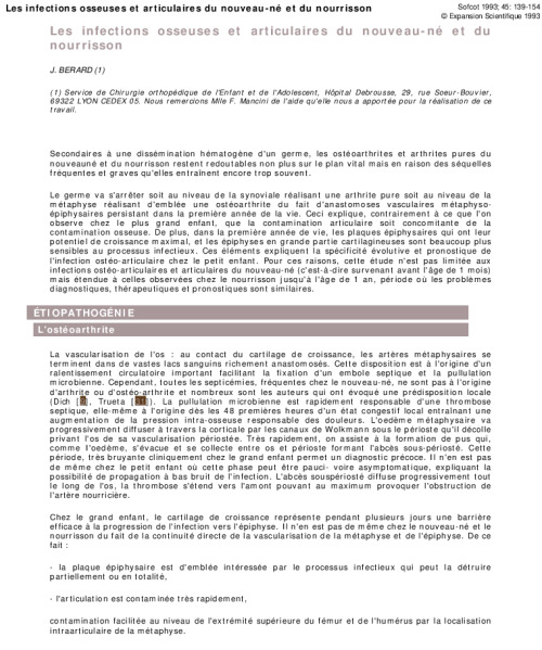 Les infections osseuses et articulaires du nouveau-né et du nourrisson