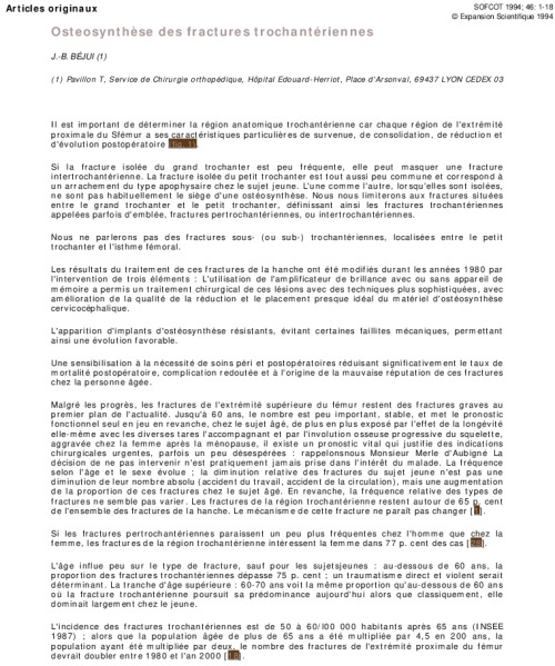 Osteosynthèse des fractures trochantériennes