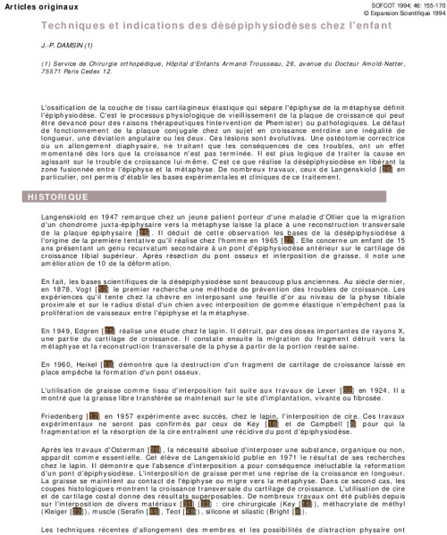 Techniques et indications des désépiphysiodèses chez l'enfant