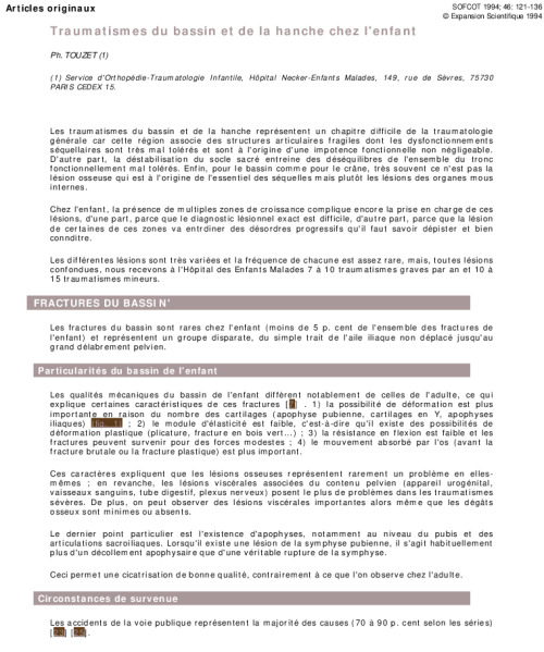 Traumatismes du bassin et de la hanche chez l'enfant