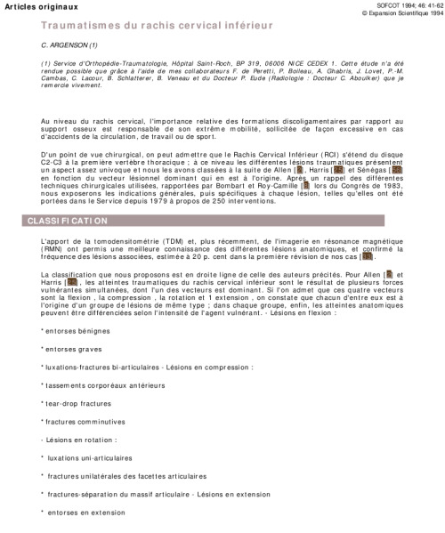 Traumatismes du rachis cervical inférieur