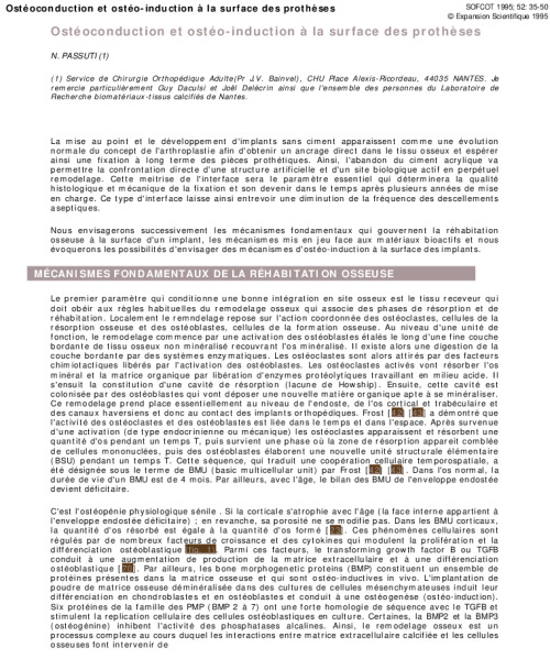 Ostéoconduction et ostéo-induction à la surface des prothèses