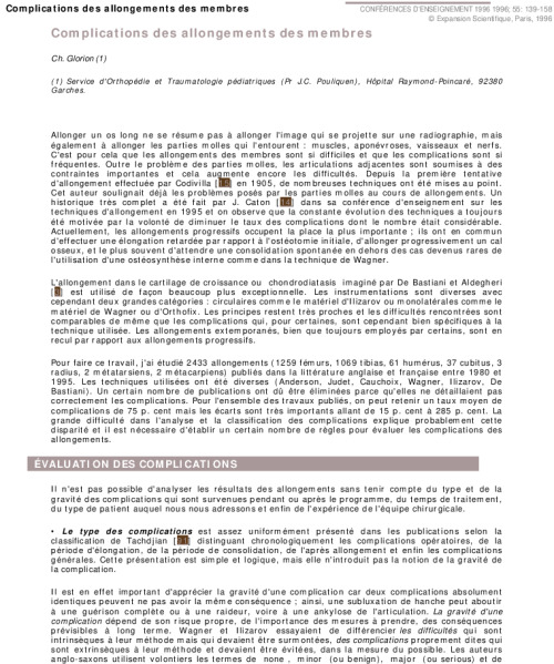 Complications des allongements des membres