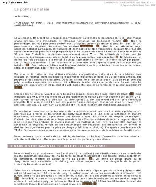 Le polytraumatisé