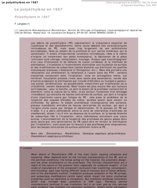 Le polyéthylène en 1997