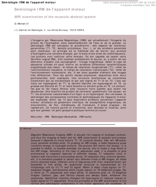 Sémiologie IRM de l'appareil moteur