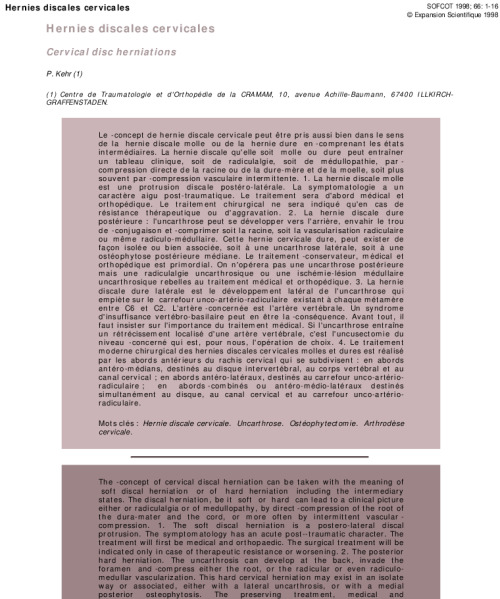 Hernies discales cervicales