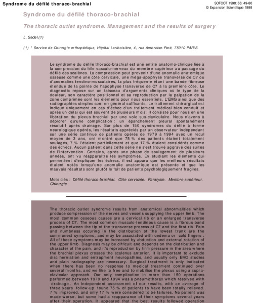 Syndrome du défilé thoraco-brachial