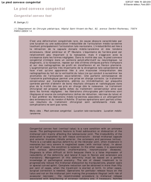 Le pied convexe congénital