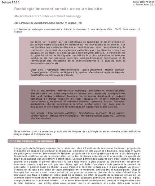 Radiologie interventionnelle ostéo-articulaire