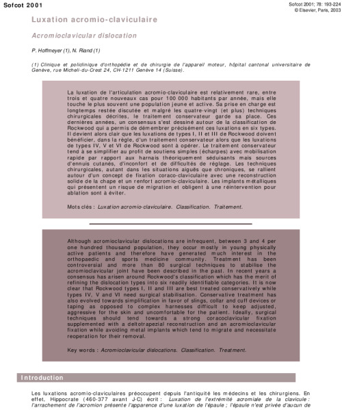 Luxation acromio-claviculaire