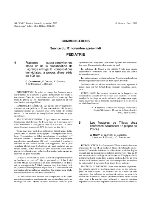 Congrès 2002 : Tous les résumés des communications particulières