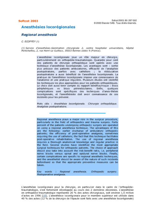 Anesthesies locoregionales