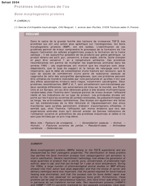 Proteines inductrices de l’os