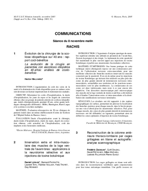 Congrès 2005 : Tous les résumés des communications particulières