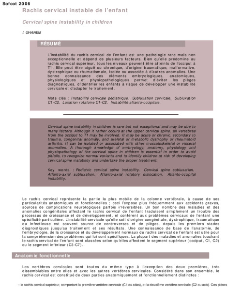 Rachis cervical instable de l’enfant