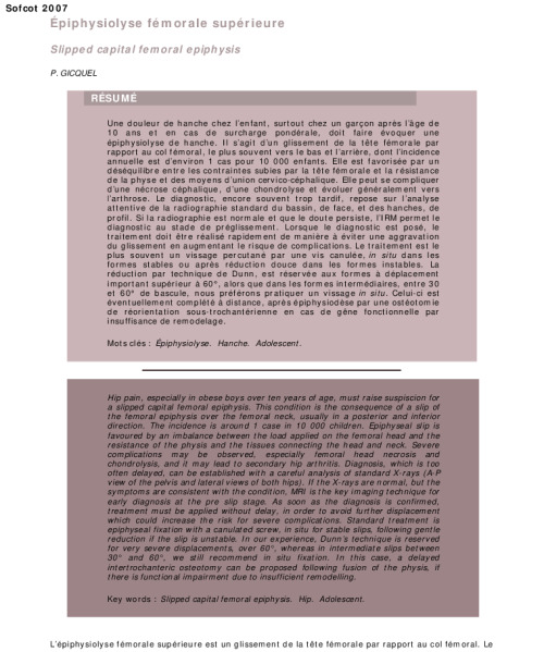 Epiphysiolyse femorale superieure