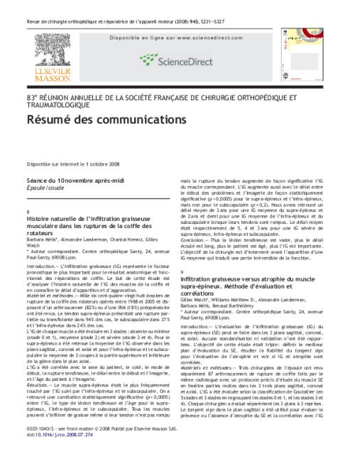 Congrès 2008 :Tous les résumés des communications particulières