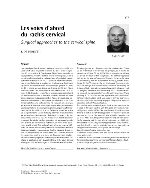 Les voies d’abord du rachis cervical