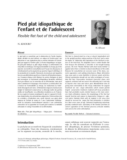 Pied plat idiopathique de l’enfant et de l’adolescent