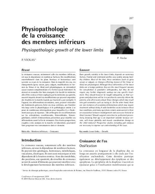 Physiopathologie de la croissance des membres inférieurs