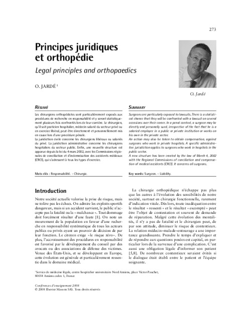 Principes juridiques et orthopédie