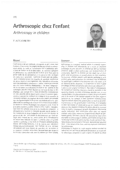 Arthroscopie chez l’enfant