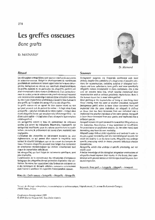 Les greffes osseuses