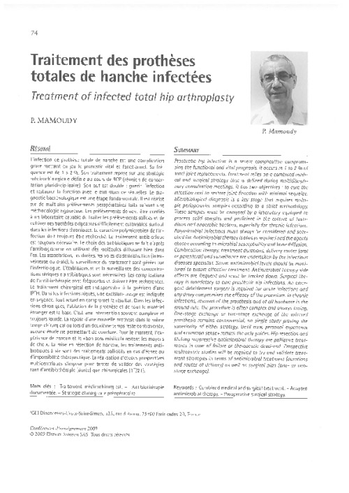 Traitement des prothèses totales de hanche infectées