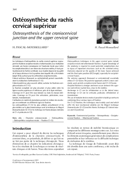 Ostéosynthèse du rachis cervical supérieur