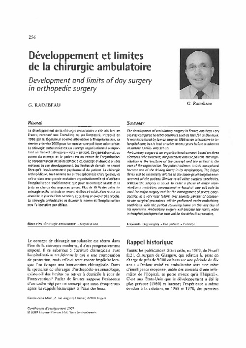 Développement et limites de la chirurgie ambulatoire