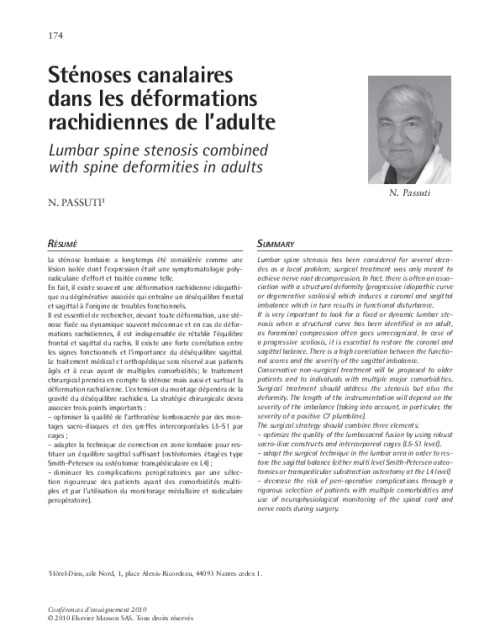 Sténoses canalaires dans les déformations rachidiennes de l’adulte