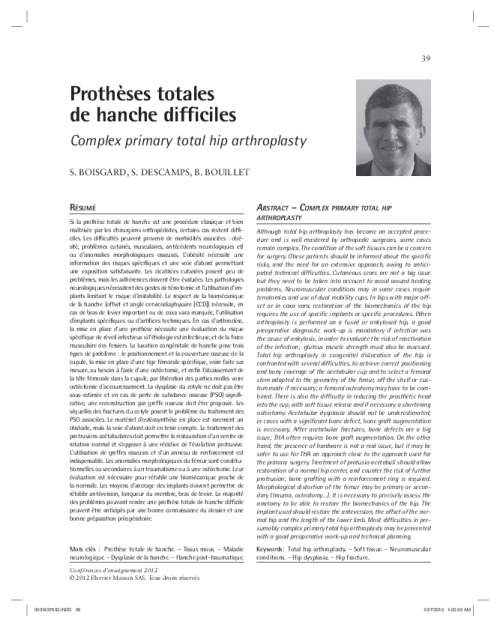 Prothèses totales de hanche difficiles