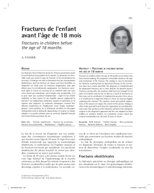 Fractures de l'enfant avant l'âge de 18 mois
